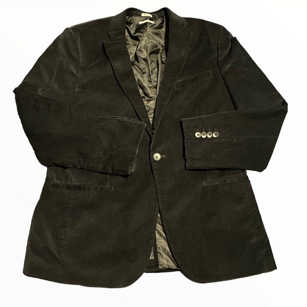 Calvin Klein Corduroy Slim Fit One-Button Blazer Sport Coat Black L